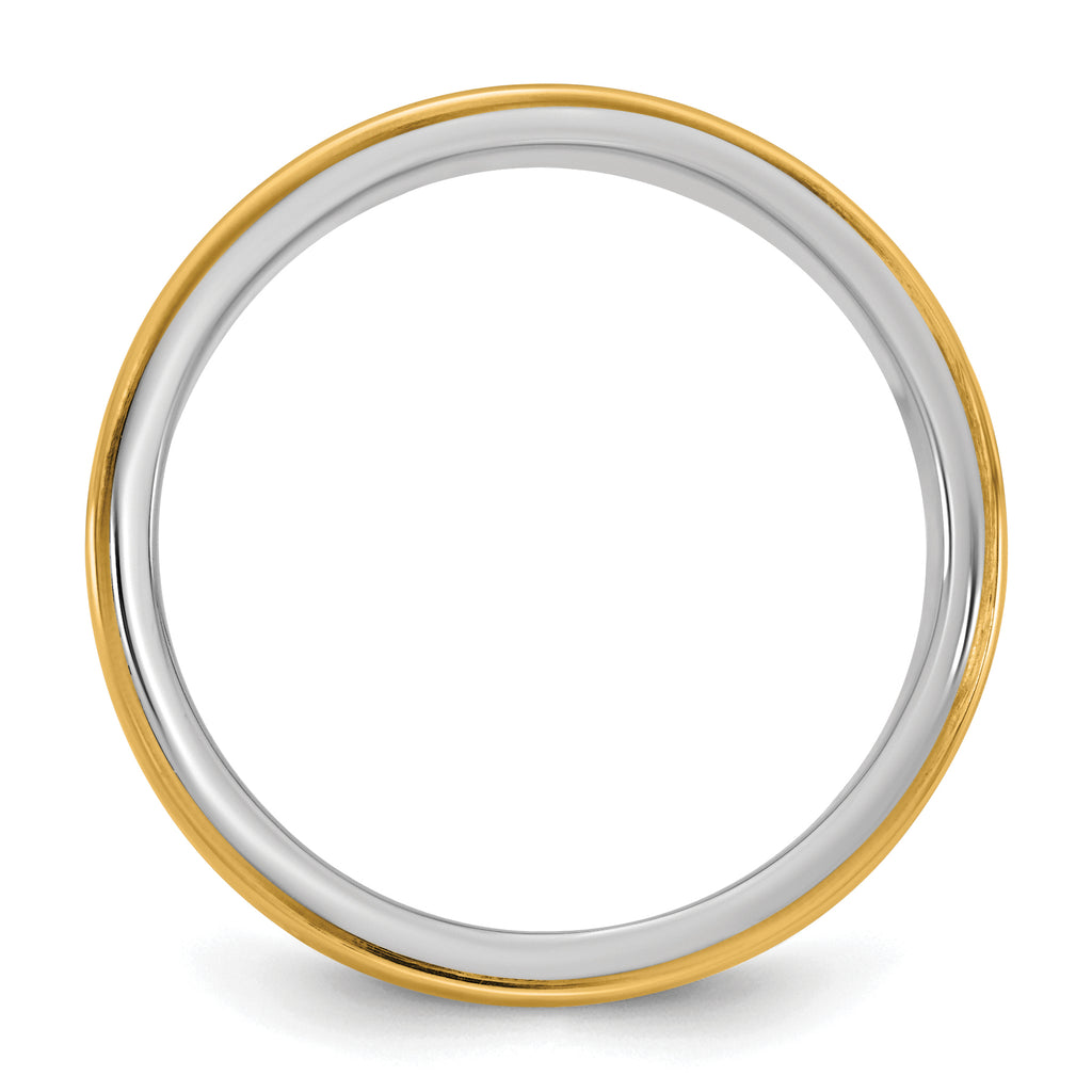 14k Two-Tone White and Yellow Gold 6mm Step Edge Wedding Band