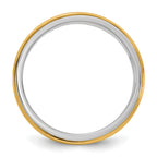 14k Two-Tone White and Yellow Gold 6mm Step Edge Wedding Band