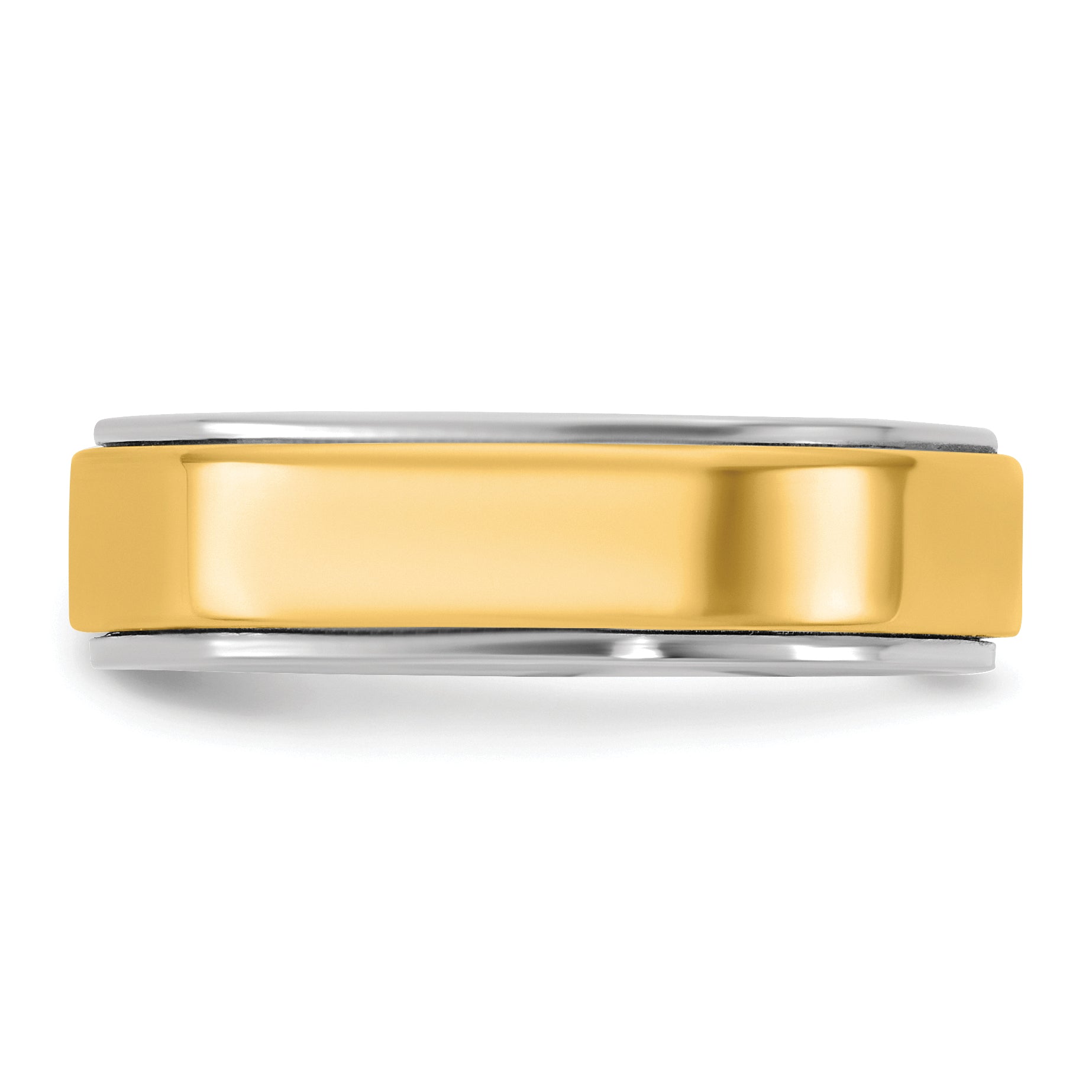 14k Two-Tone White and Yellow Gold 6mm Step Edge Wedding Band