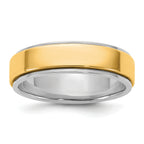 14k Two-Tone White and Yellow Gold 6mm Step Edge Wedding Band