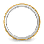 14k Two-Tone White and Yellow Gold 7mm Step Edge Wedding Band