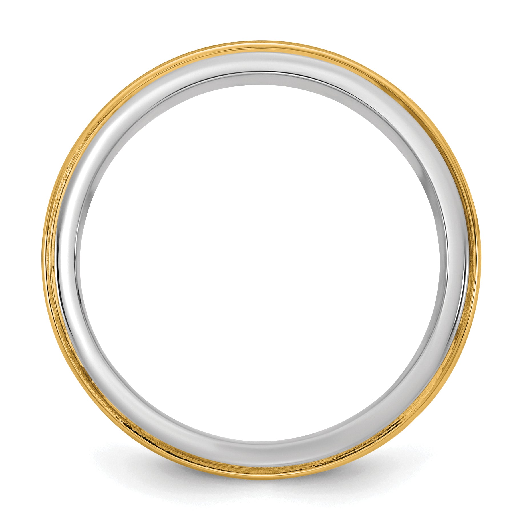 14k Two-Tone White and Yellow Gold 7mm Step Edge Wedding Band