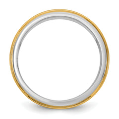 14k Two-Tone W/Y 7mm Step Edge Wedding Band Size 9.5