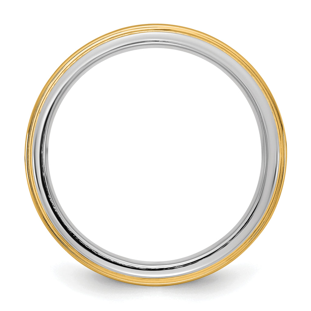 14k Two-Tone White and Yellow Gold 8mm Step Edge Wedding Band