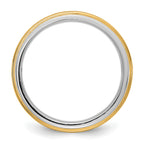 14k Two-Tone White and Yellow Gold 8mm Step Edge Wedding Band