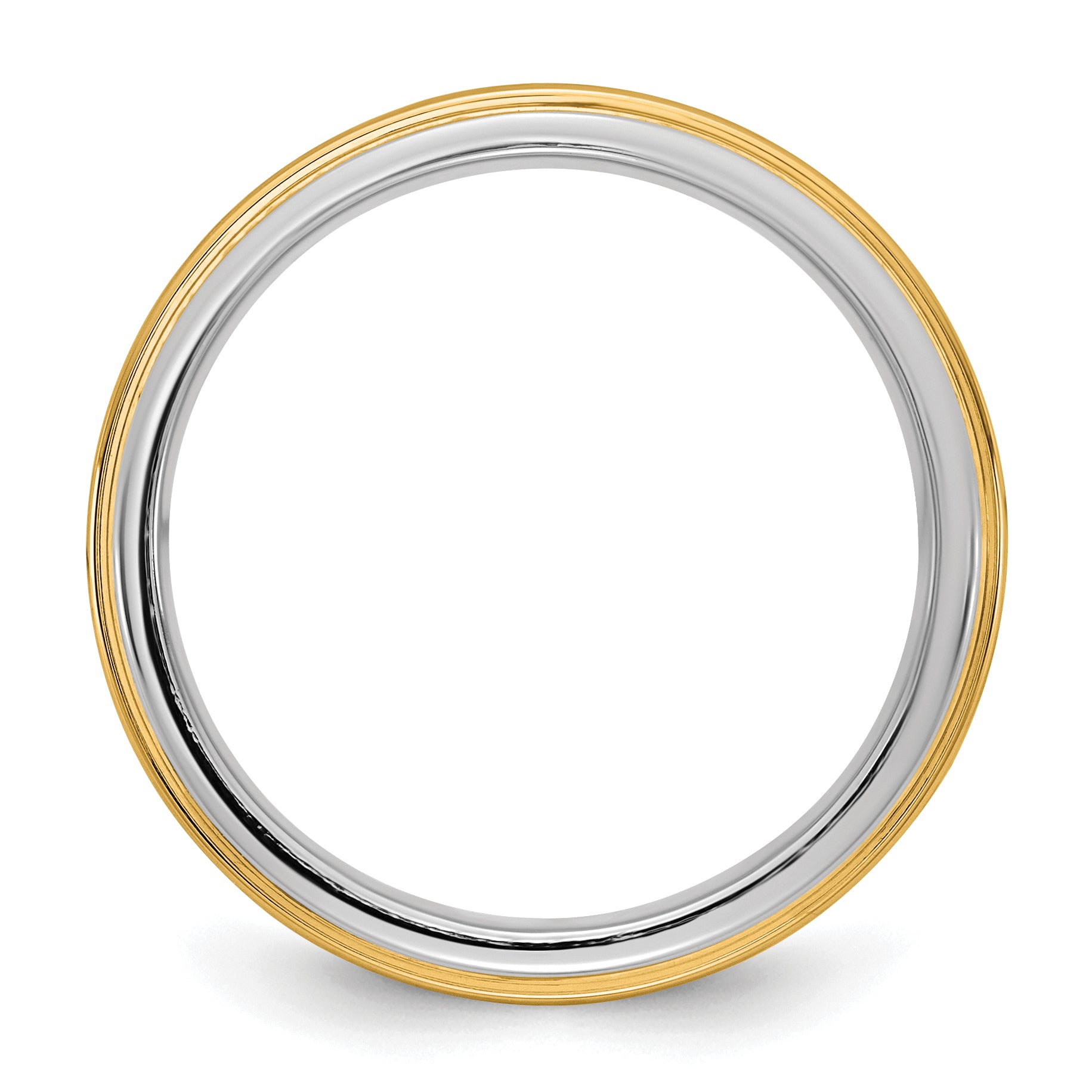 14k Two-Tone White and Yellow Gold 8mm Step Edge Wedding Band