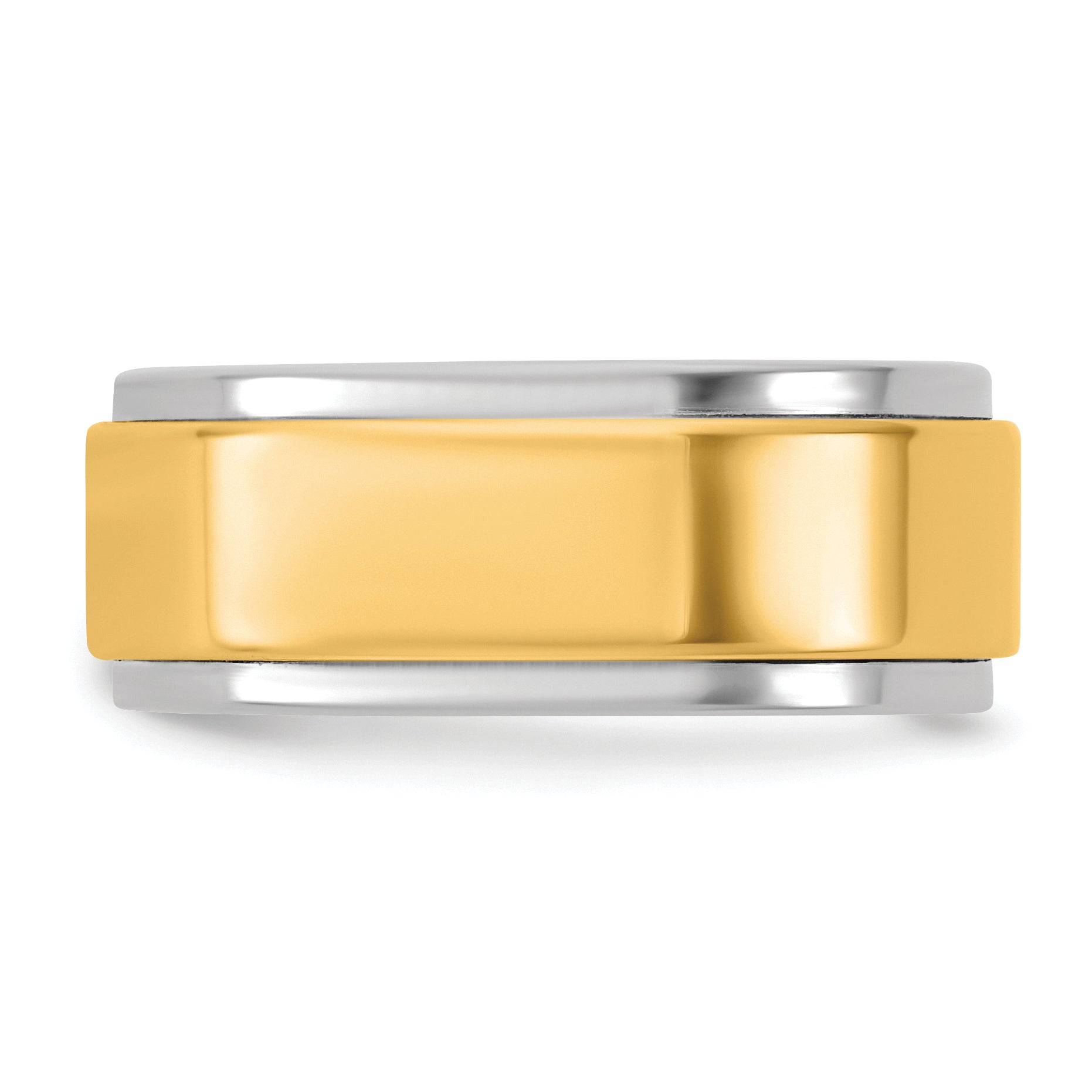 14k Two-Tone W/Y 8mm Step Edge Wedding Band Size 9.5