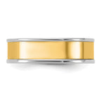 14k Two-Tone White and Yellow Gold 6mm Step Up Flat Edge Wedding Band