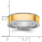 14k Two-Tone White and Yellow Gold 6mm Step Up Flat Edge Wedding Band