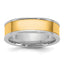 14k Two-Tone White and Yellow Gold 6mm Step Up Flat Edge Wedding Band