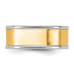 14k Two-Tone W/Y 8mm Step Up Flat Edge Wedding Band Size 9.5