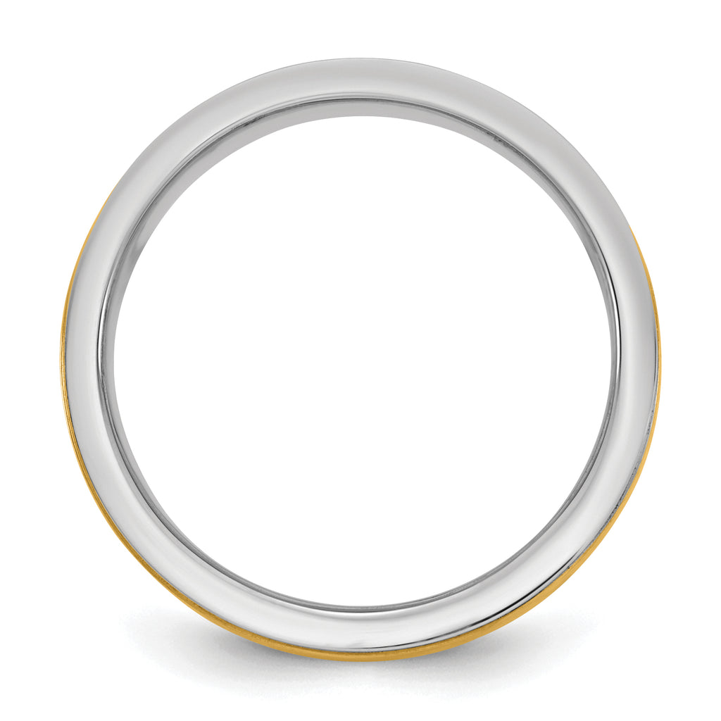 14k Two-Tone W/Y 6mm Milgrain Wedding Band Size 13.5