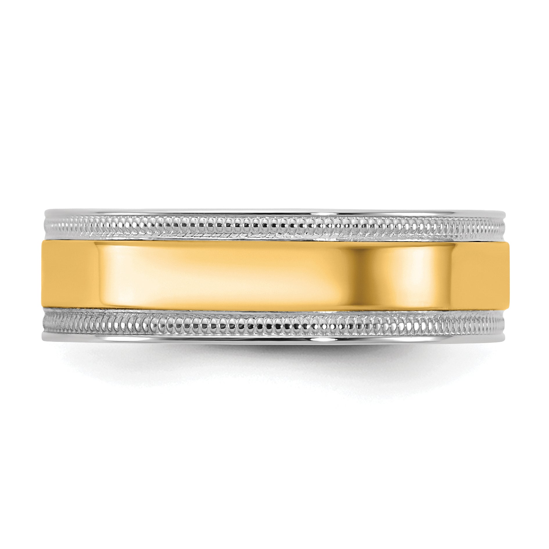 14k Two-Tone W/Y 6mm Milgrain Wedding Band Size 13.5