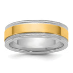14k Two-Tone W/Y 6mm Milgrain Wedding Band Size 13.5