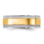14k Two-Tone W/Y 7mm Milgrain Wedding Band Size 13.5