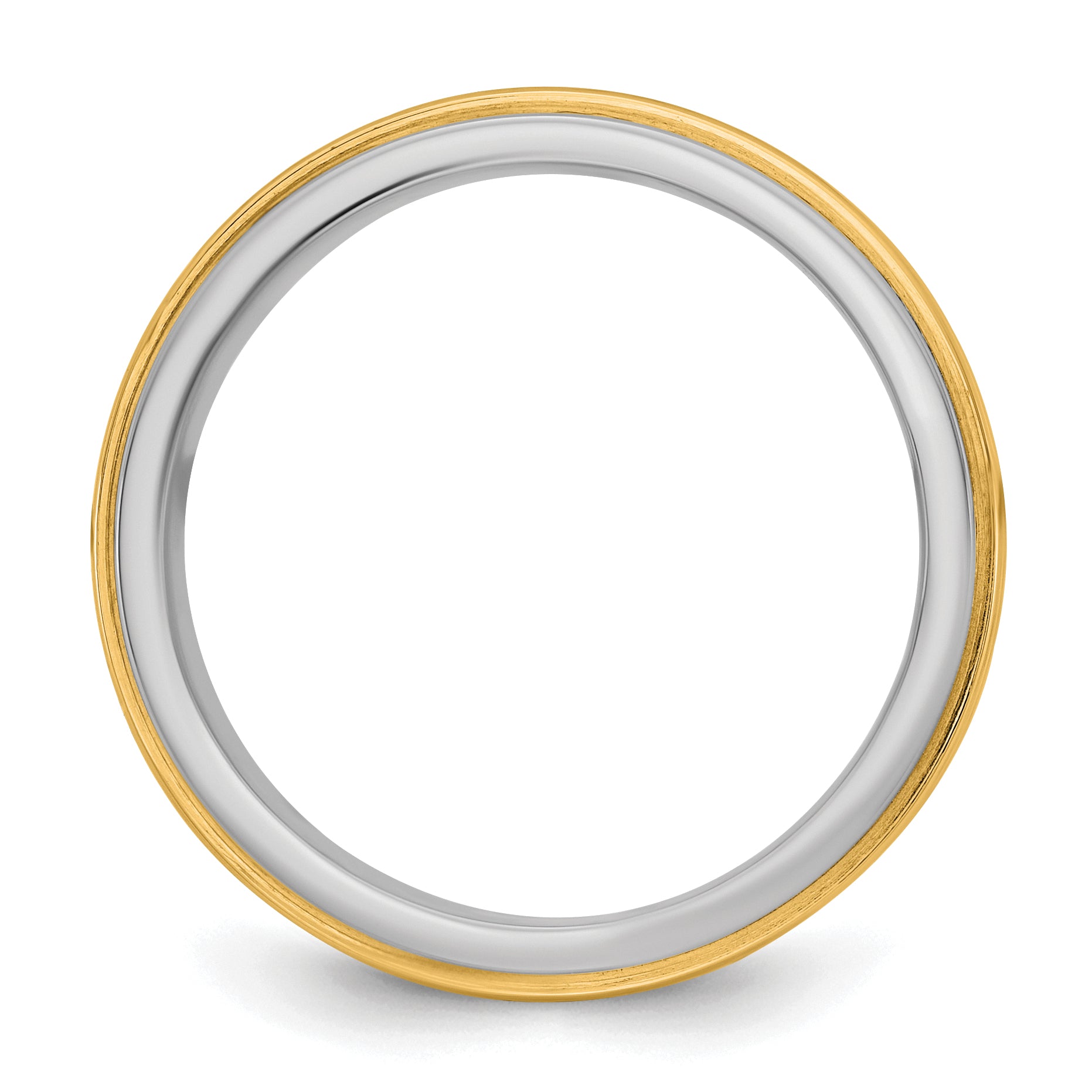 14k Two-Tone W/Y 6mm Double Banded Wedding Band Size 9.5