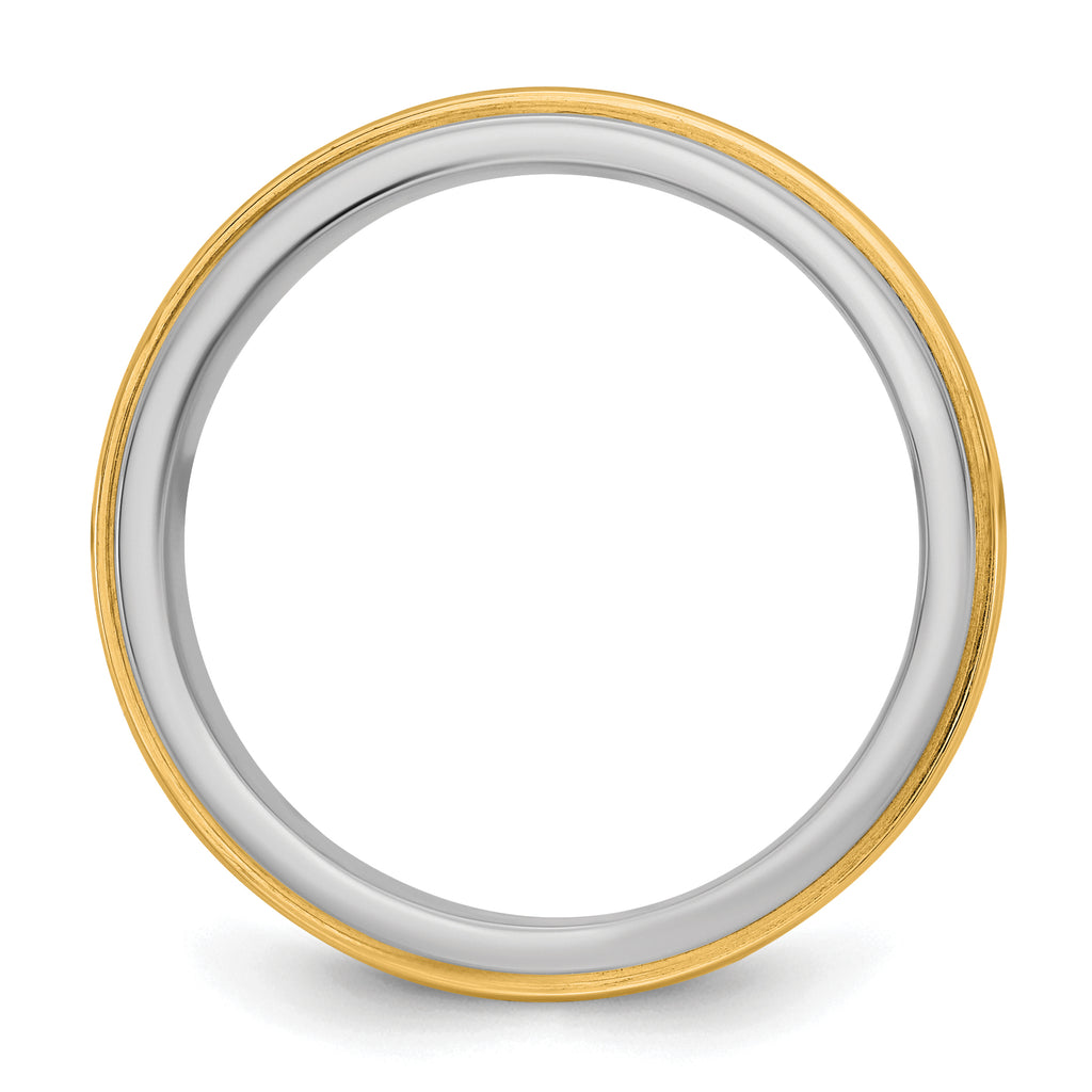 14k Two-Tone White and Yellow Gold 6mm Double Banded Wedding Band