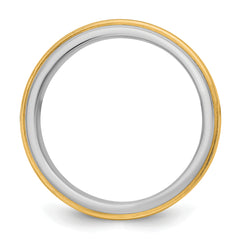 14k Two-Tone W/Y 6mm Double Banded Wedding Band Size 9.5