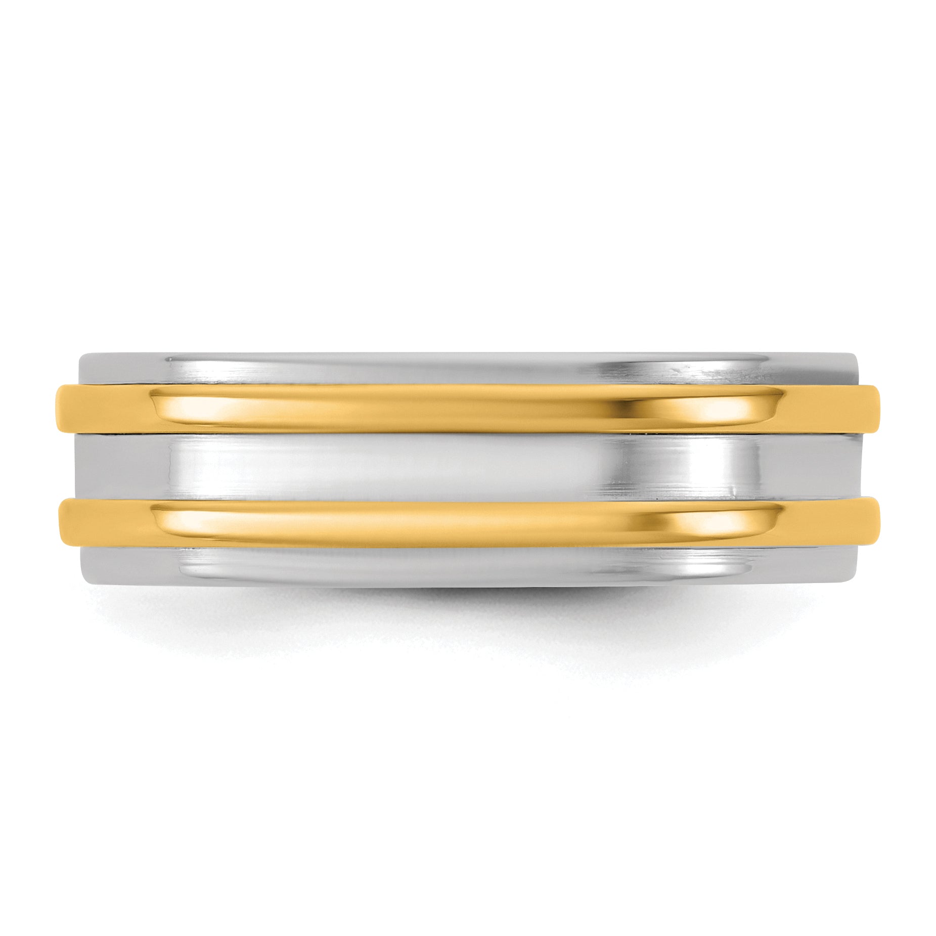 14k Two-Tone W/Y 6mm Double Banded Wedding Band Size 9.5