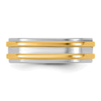 14k Two-Tone White and Yellow Gold 6mm Double Banded Wedding Band