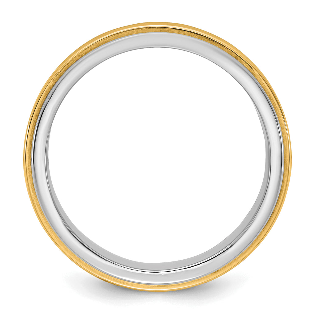 14k Two-Tone White and Yellow Gold 7mm Double Banded Wedding Band