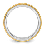 14k Two-Tone White and Yellow Gold 7mm Double Banded Wedding Band