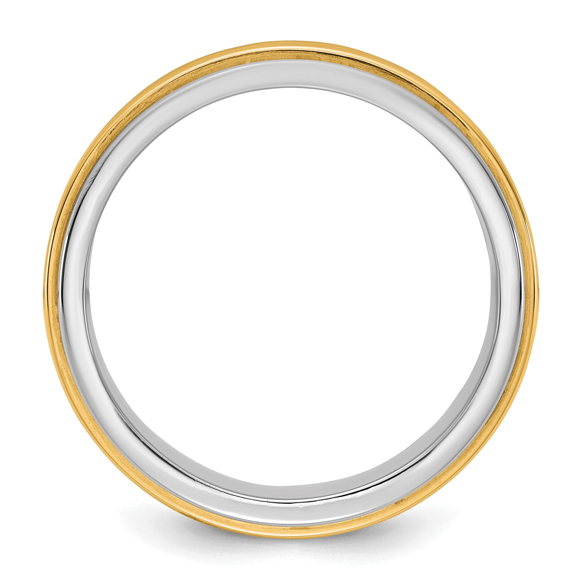 14k Two-Tone White and Yellow Gold 7mm Double Banded Wedding Band