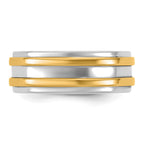 14k Two-Tone White and Yellow Gold 7mm Double Banded Wedding Band