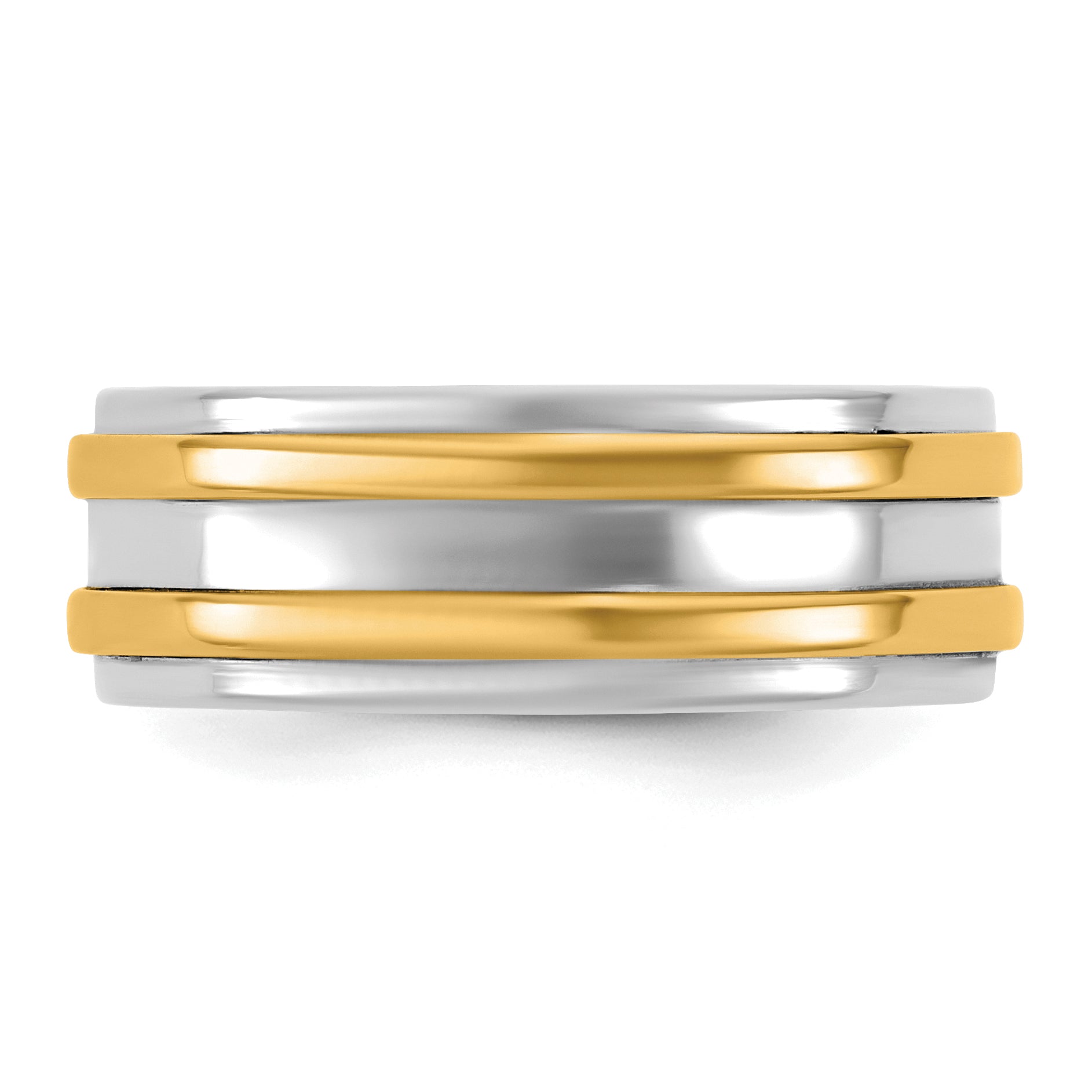 14k Two-Tone White and Yellow Gold 7mm Double Banded Wedding Band