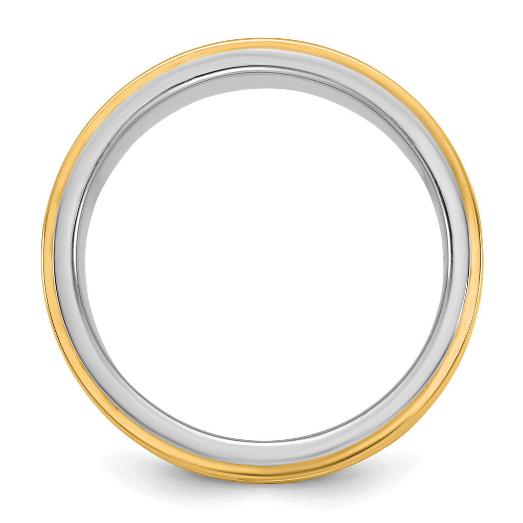14k Two-Tone White and Yellow Gold 8mm Double Banded Wedding Band