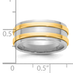 14k Two-Tone White and Yellow Gold 8mm Double Banded Wedding Band