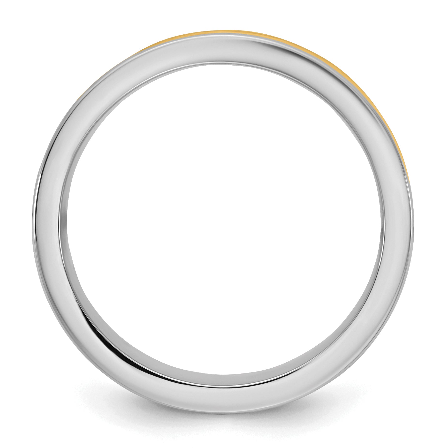 14k Two-Tone W/Y 6mm Step Up Beveled Wedding Band Size 9.5