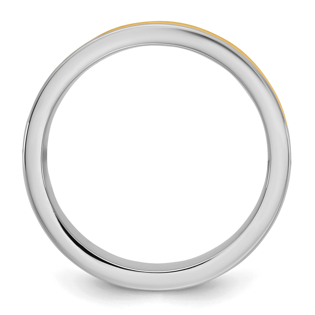 14k Two-Tone W/Y 6mm Step Up Beveled Wedding Band Size 9.5
