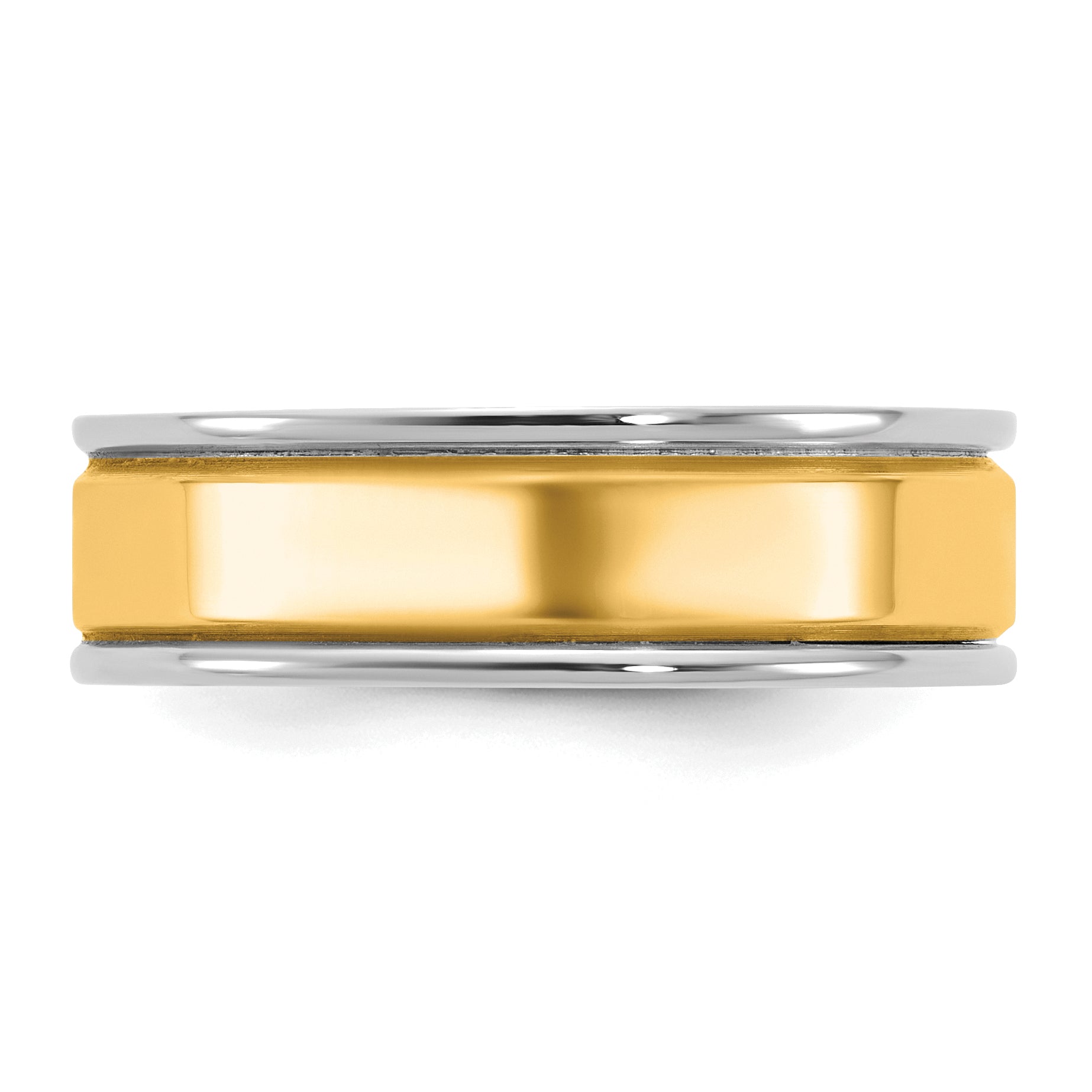 14k Two-Tone W/Y 6mm Step Up Beveled Wedding Band Size 9.5