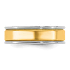 14k Two-Tone W/Y 6mm Step Up Beveled Wedding Band Size 9.5