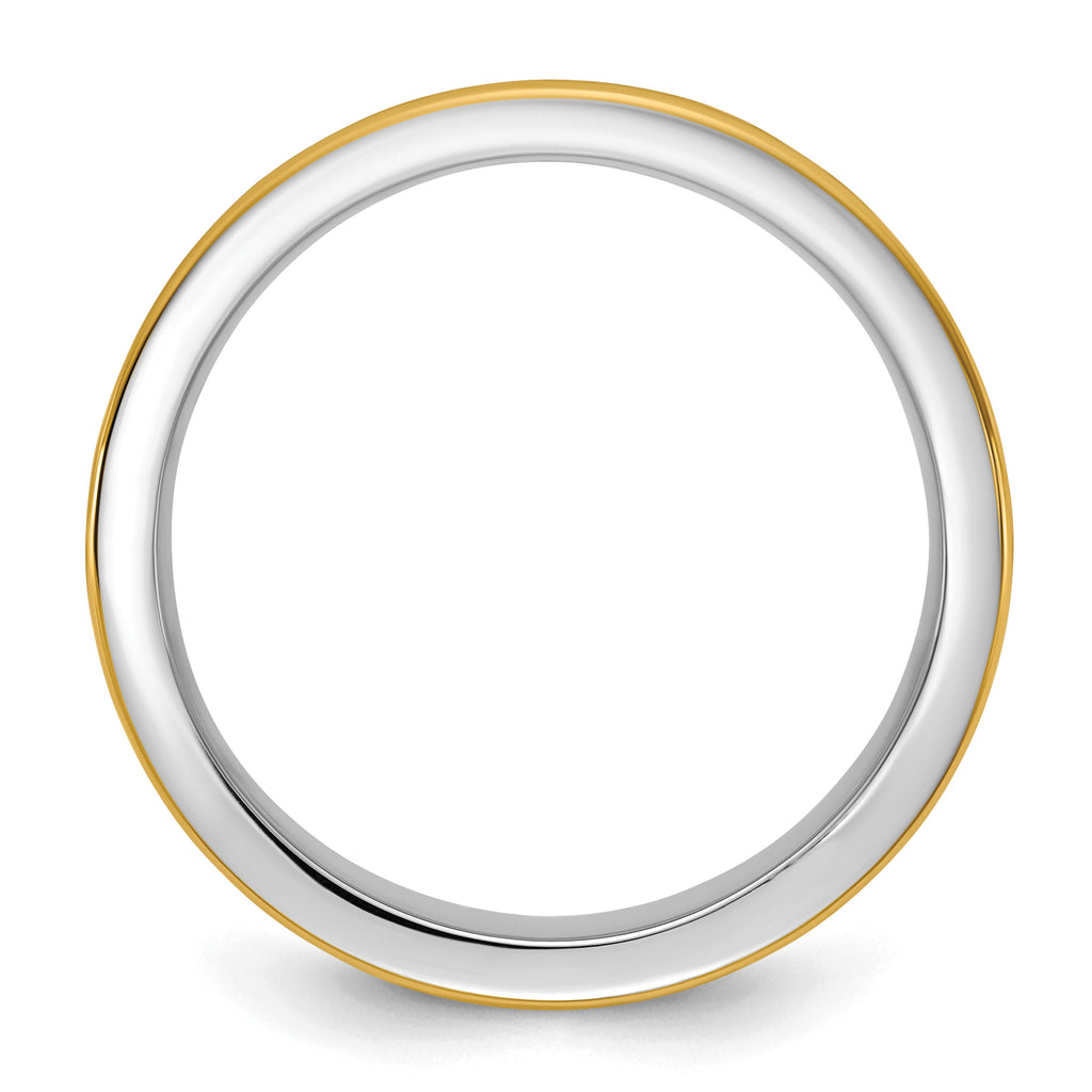 14k Two-Tone W/Y 7mm Step Up Beveled Wedding Band Size 9.5