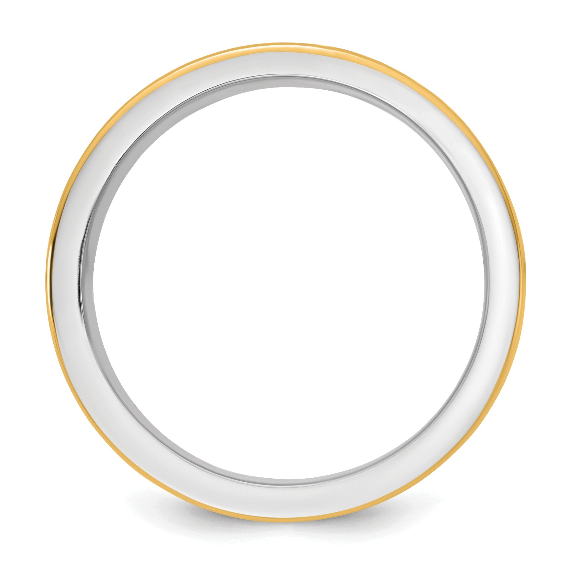 14k Two-Tone White and Yellow Gold 8mm Step Up Beveled Wedding Band Secondary image