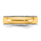 14k Two-Tone White and Yellow Gold 6mm Half Round Wedding Band