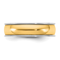 14k Two-Tone W/Y 6mm Half Round Wedding Band Size 9.5