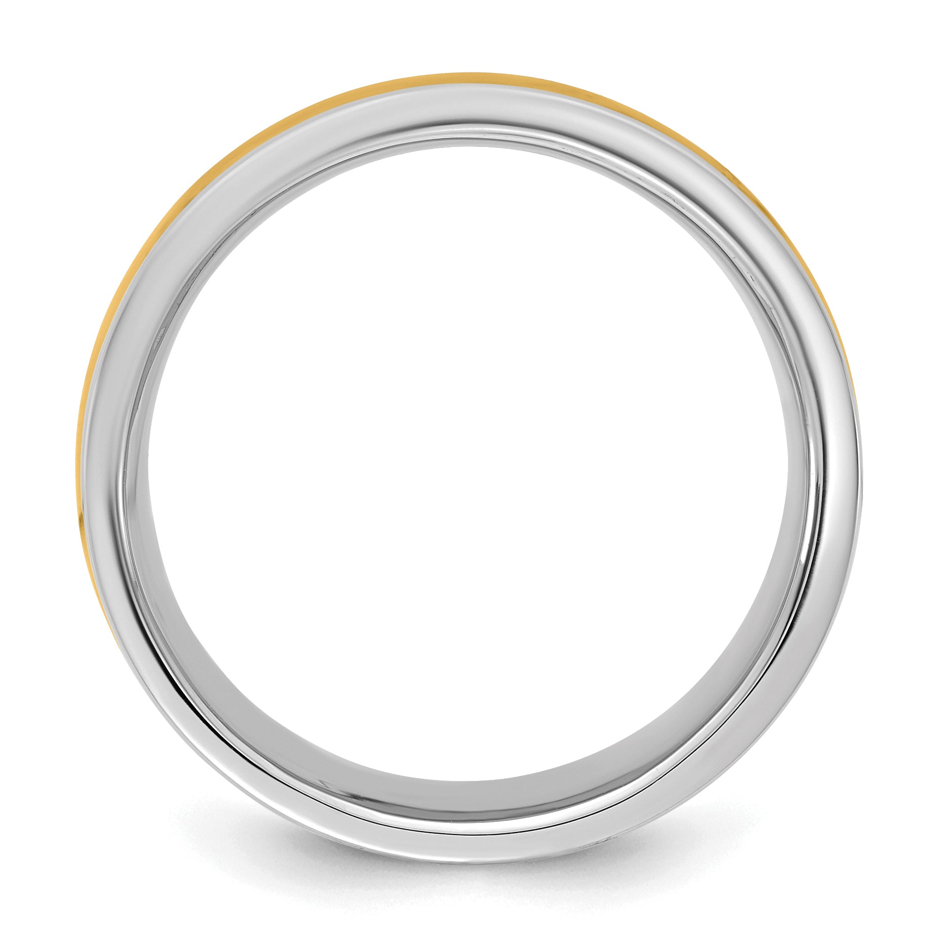 14k Two-Tone W/Y 7mm Half Round Wedding Band Size 9.5