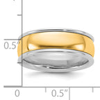 14k Two-Tone White and Yellow Gold 7mm Half Round Wedding Band