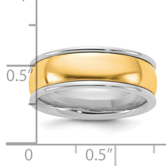 14k Two-Tone W/Y 7mm Half Round Wedding Band Size 9.5