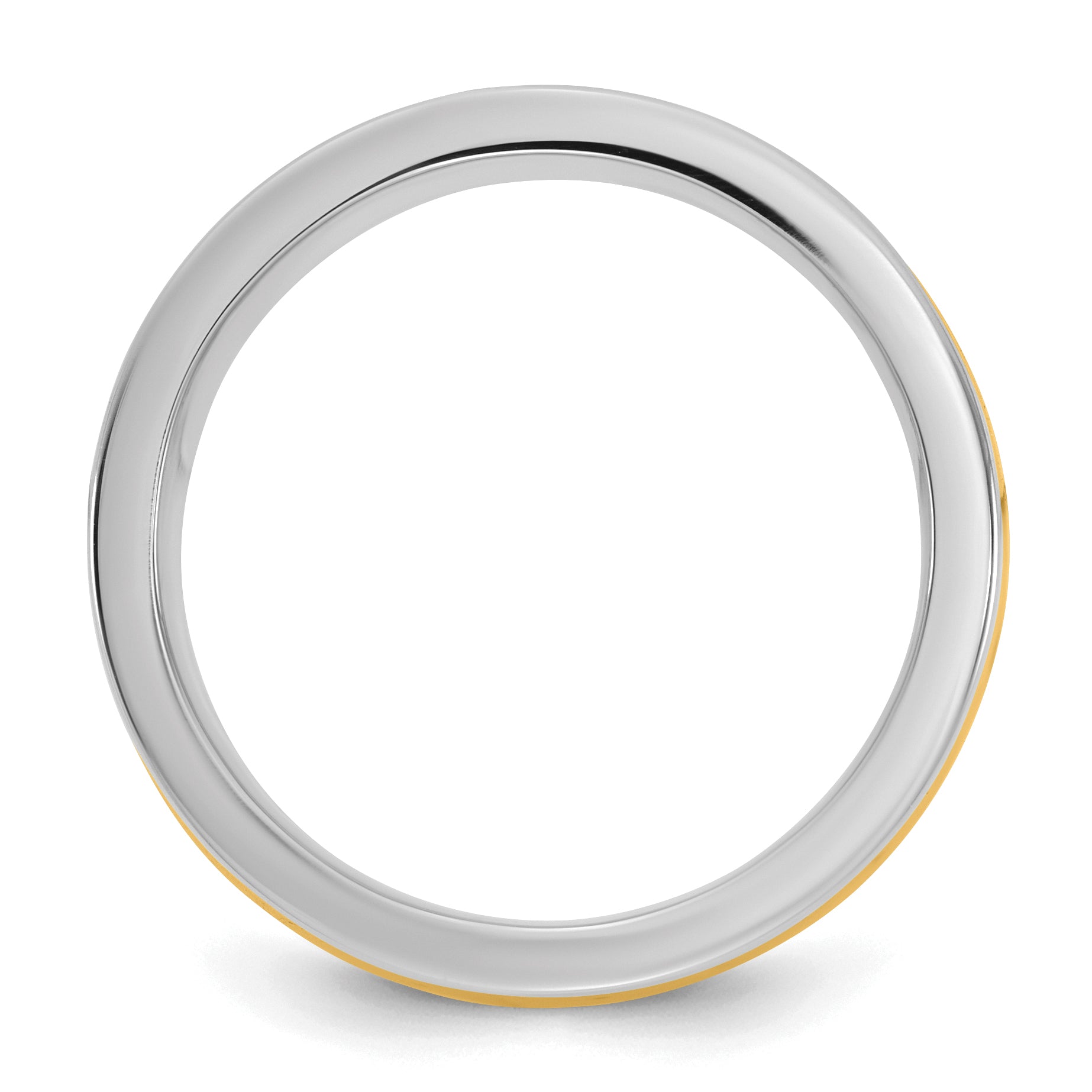 14k Two-Tone W/Y 8mm Half Round Wedding Band Size 9.5