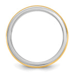 14k Two-Tone White and Yellow Gold 6mm Single Banded Wedding Band