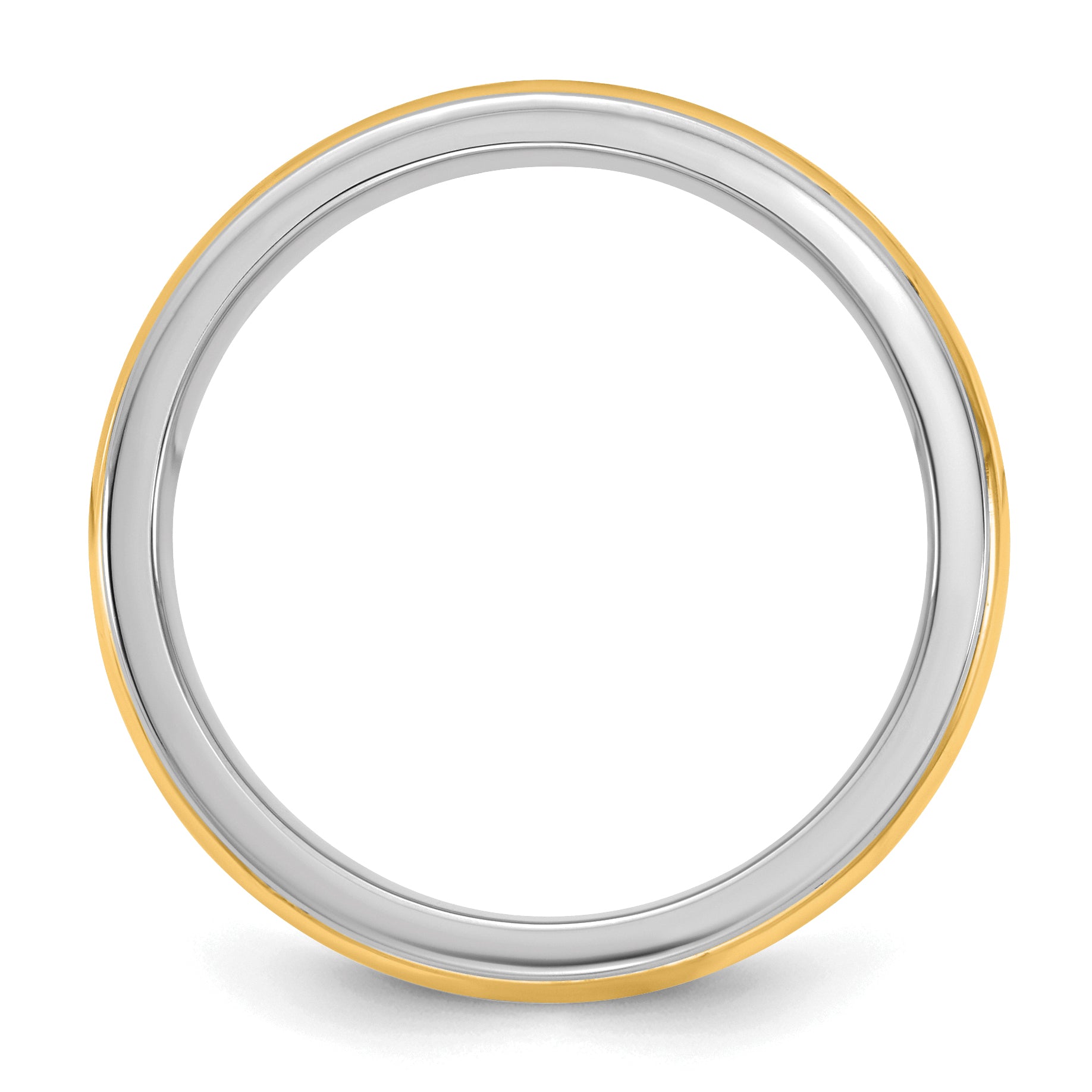 14k Two-Tone White and Yellow Gold 6mm Single Banded Wedding Band