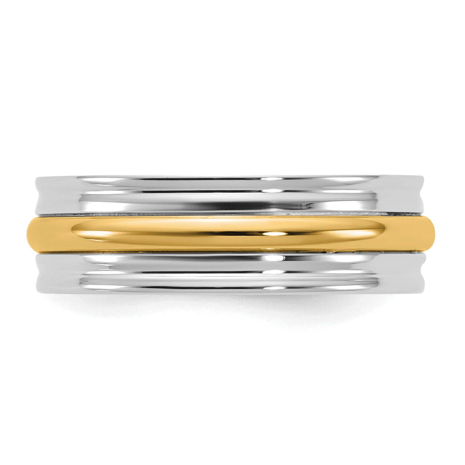 14k Two-Tone White and Yellow Gold 6mm Single Banded Wedding Band