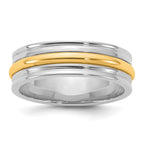 14k Two-Tone White and Yellow Gold 6mm Single Banded Wedding Band