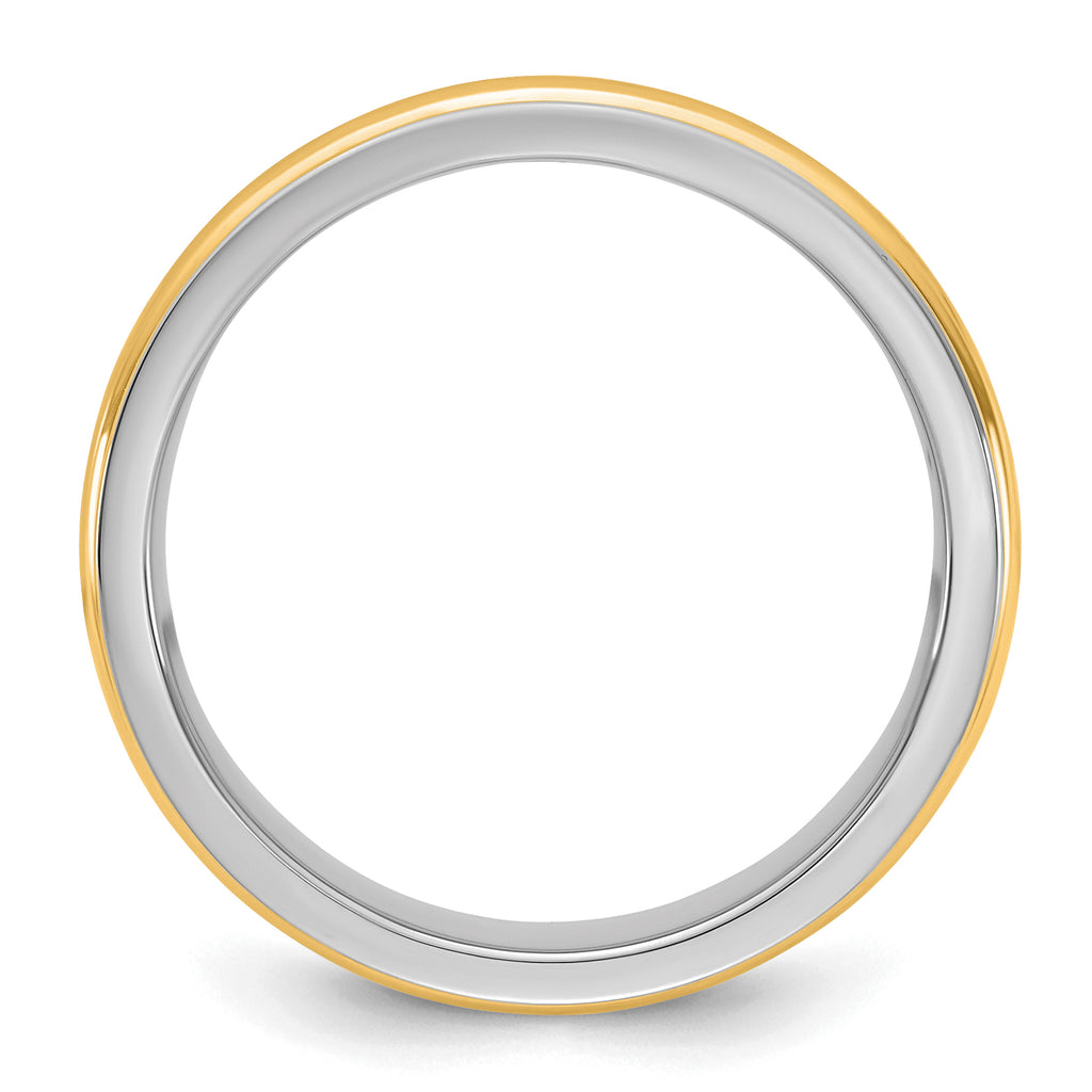 14k Two-Tone White and Yellow Gold 7mm Single Banded Wedding Band