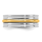 14k Two-Tone White and Yellow Gold 7mm Single Banded Wedding Band