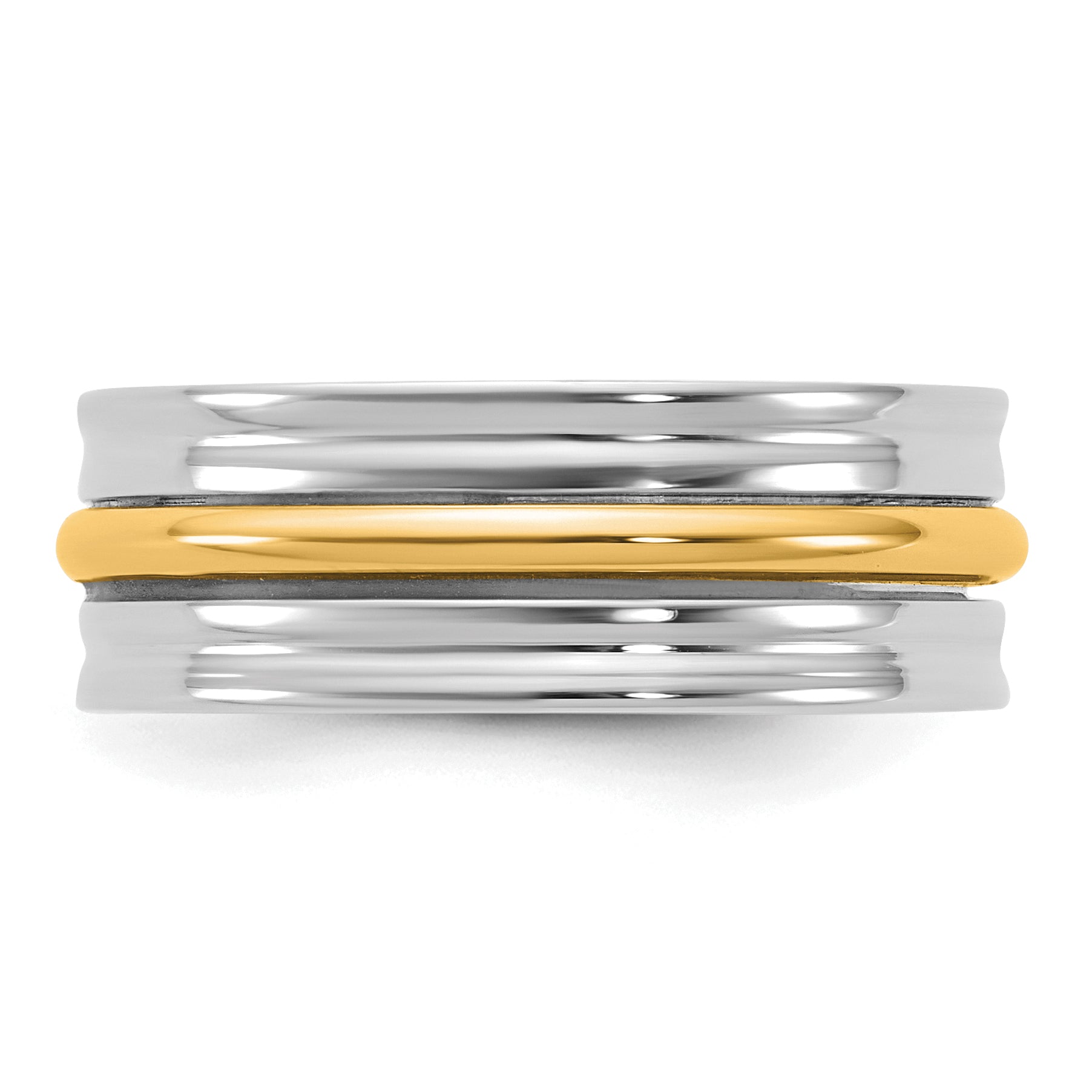 14k Two-Tone White and Yellow Gold 7mm Single Banded Wedding Band